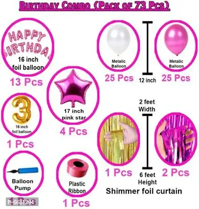 Third/3Rd Happy Birthday Combo/Kit Pack Material For Party Decorations (Pack Of 73)-thumb2