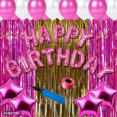Happy Birthday Combo/Kit Pack For Pink Theme Party Decorations (Pack Of 72) Pink