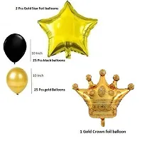 Happy Birthday Gold, Black Balloons With Crown Balloon For Birthday Decoration Pack Of 66-thumb1