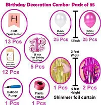 Baby Girl First 1st Happy Birthday Room Wall Party Decorations Combo Kit Pack Pink Color Theme (Set Of 85)-thumb1