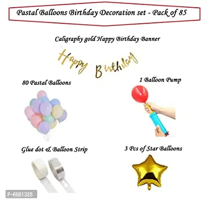 85 Pieces Calligraphy Birthday Banner With Pastel Balloons With Hand Balloon Pump and Glue Dot, Balloon Arch For Girls Wife Mom Happy Birthday Decorations Items Set-thumb2