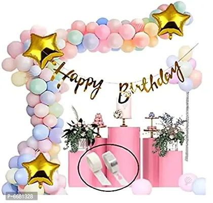 85 Pieces Calligraphy Birthday Banner With Pastel Balloons With Hand Balloon Pump and Glue Dot, Balloon Arch For Girls Wife Mom Happy Birthday Decorations Items Set-thumb0