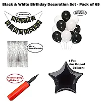 Black and White Themed Happy Birthday Banner Decoration Kit 69 Pieces Set-thumb1