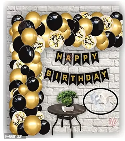 Black Gold Confetti Birthday Balloon Arch Garland Kit Black Gold Confetti Balloons For Birthday Decorations Pack Of 114