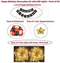 Red Black Gold Birthday Decorations Kit With Rice Lights LED Backdrop- Pack Of 56-thumb1