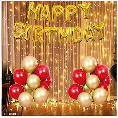 Red Gold Happy Birthday Balloons Decoration Kit
