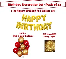 Red Gold Happy Birthday Balloons Decoration Kit-thumb1