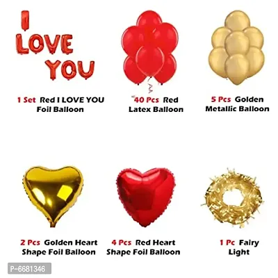 I Love You And Heart Shape Foil Balloons Decoration Kit With LED Lights - 53 Items-thumb2