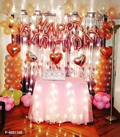 Rose Gold Birthday Decoration Kit Combo - 68 Items