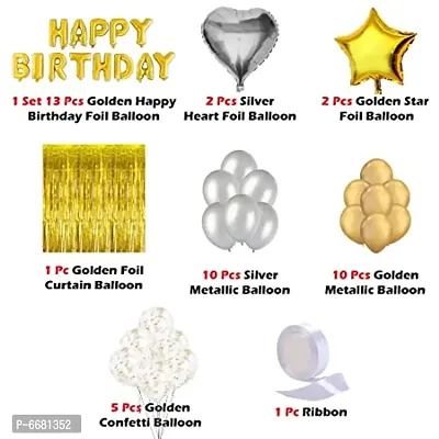 Golden Birthday Decoration Items - Pack Of 44 Pieces-thumb2