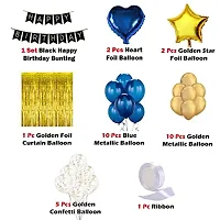 Golden and Blue Happy Birthday Banner Balloon Decorations - Pack Of 44 Pieces-thumb1