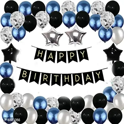 Blue And Black Birthday Decoration Item - Pack Of 53 Pieces
