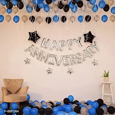 Blue and Black Anniversary Decoration For Home - 68 Pieces Combo