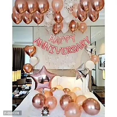 Rose gold Anniversary Decoration Items Combo - 40 Pieces-thumb0