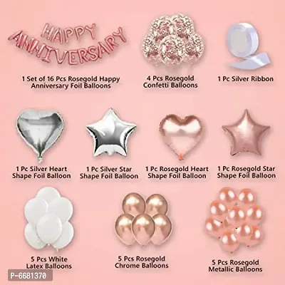 Rose gold Anniversary Decoration Items Combo - 40 Pieces-thumb2