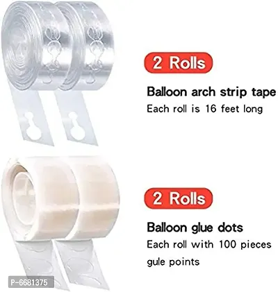Balloon Arch Strip And Glue Dots Kit, 2 Roll 16 Feet Double Hole Garland Strips Tape And 200 Glue Point Stickers-thumb2