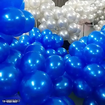 Attractive 50 Pieces Blue and Silver Metallic Balloons