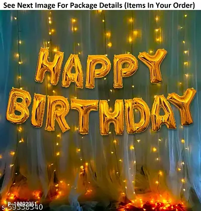 Happy Birthday Decoration  Birthday Decorations  Birthday Ka Saman  Golden Happy Birthday Decoration Kit  2Pcs HBD Foil Balloon With Led Light Birthday Decorations Items For Bday Lights Combo Pack Set  Husband Wife  First  2nd 30th 40th 50th Theme-thumb0