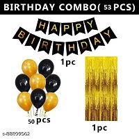 Happy Birthday Banner Decoration Kit   53Pcs Set for Boys Husband Balloons Decorations Items Combo with Metallic Balloons and Foil Curtain-thumb1