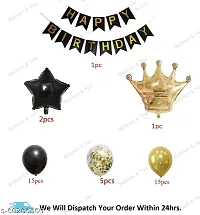 Birthday Decorations  Birthday Ka Saman  Happy Birthday Decoration  Happy Birthday Decorations Combo  Birthday Party Decorations KIT   Happy Birthday Banner  Gold Crown Balloon Gold and Black Latex Balloons  Perfect Party Supplies-thumb1