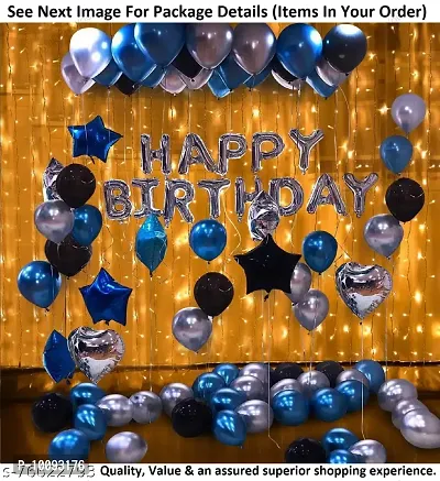 Happy Birthday Decoration Kit Combo  54Pcs Blue Banner Balloon with Led Light Birthday Decorations Items Set for Bday Lights Pack Set  Boys  First  2nd 3rd Theme-thumb3