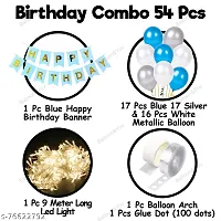 Happy Birthday Decoration Kit Combo  54Pcs Blue Banner Balloon with Led Light Birthday Decorations Items Set for Bday Lights Pack Set  Boys  First  2nd 3rd Theme-thumb1