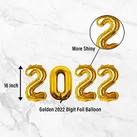 Black   Golden New Year Decoration Items 2022   30 Pcs Combo   2022 Foil  Star Shape Foil  Confetti  Metallic   Latex Balloons for Home Decor NY Eve Party-thumb1