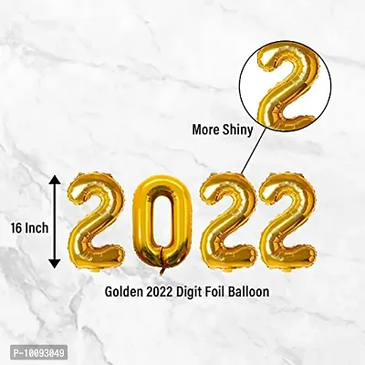 Black   Golden New Year Decoration Items 2022   30 Pcs Combo   2022 Foil  Star Shape Foil  Confetti  Metallic   Latex Balloons for Home Decor NY Eve Party-thumb2