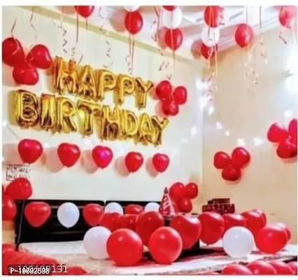 Golden Happy Birthday Foil Letter Balloons With 30 Red   White Large Balloons Balloon Balloon-thumb0