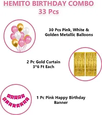 Birthday Decoration Kit for Girls   33Pcs Pink  White Golden Metallic Birthday balloons for Girls Decoration  Golden Foil Curtain  Pink Happy Birthday Banner Birthday Decoration Combo Set Balloon&nbsp;&nbsp;(Pink  White  Gold  Pack of 33)-thumb1