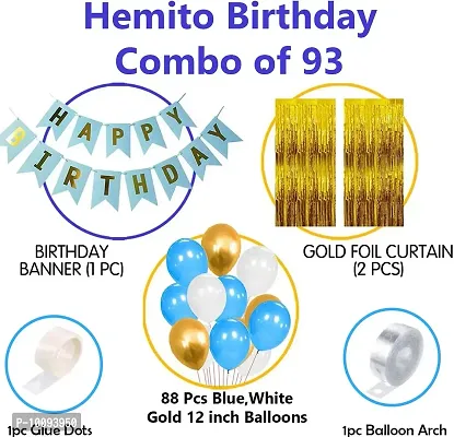 93Pcs Happy Birthday Balloons Decoration Items Combo Kit Blue Gold White&nbsp;&nbsp;(Set of 93)-thumb2