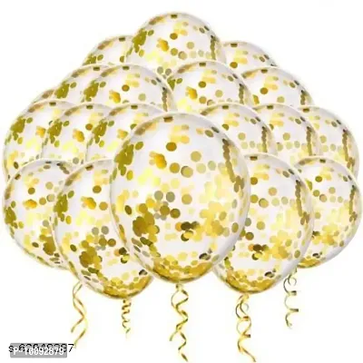 Printed 12  Inch Large Confetti Filled Latex Transparent Balloon  (Gold  Pack of 20)