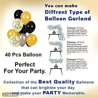 Black Happy Birthday Decoration Items  1pc black happy birthday banner  12pcs black  12pcs gold  12pcs silver and 4pcs golden confetti  41pcs Set Combo Happy Birthday Paper Banner Balloon Metallic Confetti for Husband Wife Mom and Dad.-thumb3