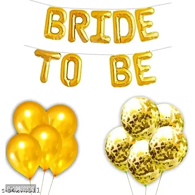 Bride to Be Balloon and Gold Confetti Balloon with Metallic Balloons Combo for Bachelorette Party Decoration (Pack of 24)-thumb0