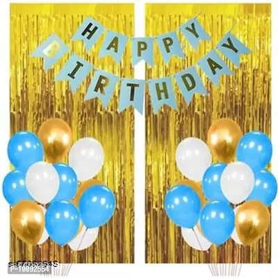 BALLOONS Blue White and Golden Birthday Balloons 33pcs Combo for Kids Or Boys Birthday Decoration (Set of 33)-thumb0