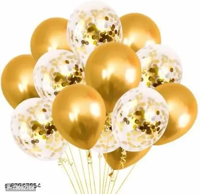 Solid Golden Balloon   Confetti Balloon Gold Pack Of 10 Balloon  (Gold  Pack of 10)