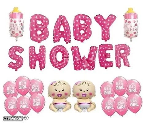 baby girl shower combo baby  shower foil 2 girl foil 2 bottel pink 20 itsa girl printed ballon