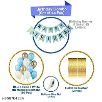 Blue White and Golden Birthday Balloons Combo Set Rubber  64Pcs For Kids Or boys Birthday Decoration Items-thumb1