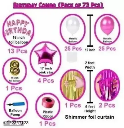 Girl eight 8th happy birthday PINK combo kit for party decorations  (Set of 73)-thumb2