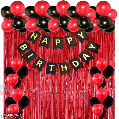 BLACK BANNER   30 PCS RED BLACK BALLOON 2 PCS RED FOIL CURTIAN-thumb0