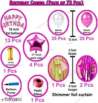 Happy Birthday Decoration  Birthday Ka Saman  First 1st Happy Birthday Combo Kit Pack Material For Party Decorations (Pack Of 73) PINK  (Set of 73)-thumb1