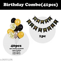 Black Happy Birthday Decoration Items 41pcs Set Combo Banner Balloon Metallic Confetti for Boys Girls Husband Wife Mom and Dad-thumb1