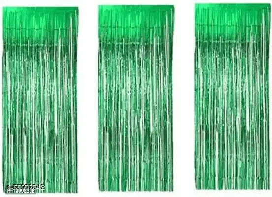 BALLOONS GREEN FOIL CURTAIN 6FEET 3FEET BIRTHDAY DECORATION   SET OF 3 (green)  (20 cm X 15 cm  Green)