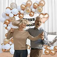 Rosegold   White Anniversary Celebration Decorations 63 Pcs Set   Anniversary Banner  Star  Heart  Confetti   Metallic Balloon Decoration for Wedding Anniversary  Arch Stip and Glue Tape-thumb2