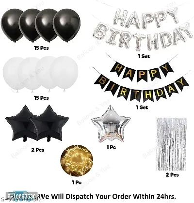 Black And White Happy Birthday Theme Decoration Kit Combo 38pcs Adult  Husband  Boys  30th  40th  60th  70th  Kids Birthday Party Decoration Items   birthday decoration items   balloons for decoration birthday-thumb2