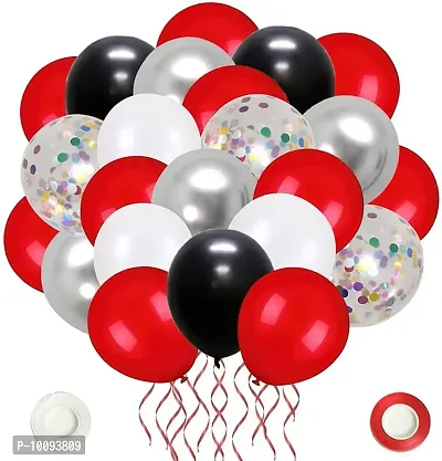 62 Pack Red Black Confetti Balloons Kit 12 Inch Black Red White Confetti Balloons Metallic Silver Balloons for Wedding Party Birthday Baby Shower Graduation Decorations Supplies Balloon&nbsp;&nbsp;(Multicolor  Pack of 62)-thumb0