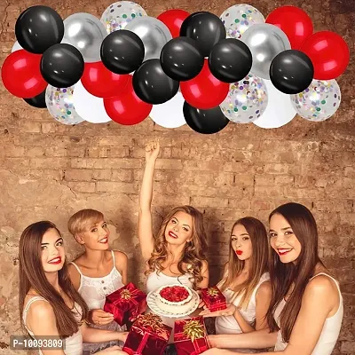 62 Pack Red Black Confetti Balloons Kit 12 Inch Black Red White Confetti Balloons Metallic Silver Balloons for Wedding Party Birthday Baby Shower Graduation Decorations Supplies Balloon&nbsp;&nbsp;(Multicolor  Pack of 62)-thumb5