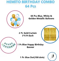 64 Pcs Blue White and Golden Birthday Balloons Combo Set For Kids Or boys Birthday Decoration Items Balloon&nbsp;&nbsp;(Gold  Blue  White  Pack of 64)-thumb1