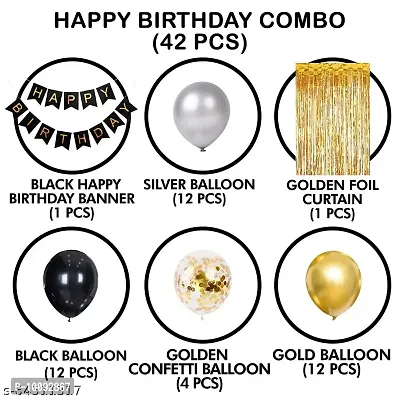 Happy Birthday Balloons Decoration Kit Of 45 For Husband Boys Kids Balloons Decorations Items Combo With Letters Banner  Latex Metallic Balloons  Foil Curtains.-thumb3