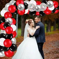 62 Pack Red Black Confetti Balloons Kit 12 Inch Black Red White Confetti Balloons Metallic Silver Balloons for Wedding Party Birthday Baby Shower Graduation Decorations Supplies Balloon&nbsp;&nbsp;(Multicolor  Pack of 62)-thumb2